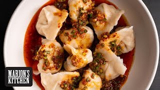 Pork amp Chive Dumplings in Chilli Oil  Marions Kitchen [upl. by Nirek]