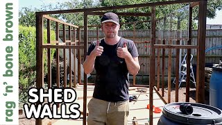 Shed Walls and Framing PART 3 SHED BUILD PROJECT [upl. by Fish]