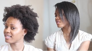 HOW TO Straighten 4C Natural Hair Tutorial No Blow Dryer Needed [upl. by Alegnave]