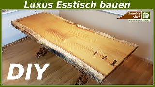 DIY Luxus Tisch selber bauen  Anleitung  XXL Massivholz Esstisch  Franks Shed [upl. by Lacombe797]