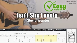 Isnt She Lovely Easy Version  Stevie Wonder  Fingerstyle Guitar  TAB  Chords  Lyrics [upl. by Aryamoy]