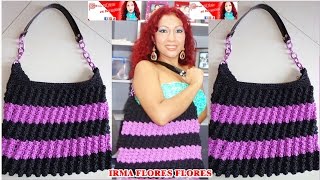 BOLSO  CARTERA EN DOS COLORES TEJIDO A CROCHET PASO A PASO [upl. by Arand]