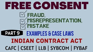 Fraud  Misrepresentation  Mistake  Free Consent  Indian Contract Act  Caselaws  Example [upl. by Amorita112]