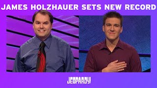 James Holzhauer Beats Roger Craig’s SingleGame Winnings Record  JEOPARDY [upl. by Olag658]