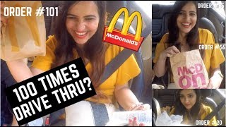 100 TIMES McDonalds Drive Thru CHALLENGE  CRAZY FUN [upl. by Ellevart]