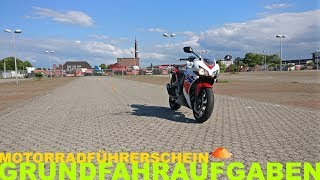 Motorradführerschein Grundfahraufgaben praktische Prüfung  Piotrrr Moto [upl. by Salbu]