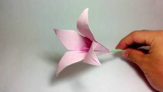 Origami Flower  Lily 100th video [upl. by Novaelc86]