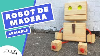 Cómo hacer un ROBOT DE MADERA 🤖  wooden robot DIY homemade toy [upl. by Odlanra]