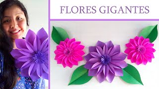 DIY  FLORES gigantes de papel  FLOR para decorar  paper flower  Muy Lindas 🌺 [upl. by Rengia110]