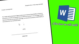 Cómo hacer una carta modelo en word [upl. by Ware143]