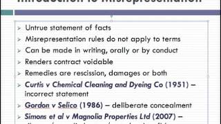 Misrepresentation Lecture 1 of 4 [upl. by Ecylla]