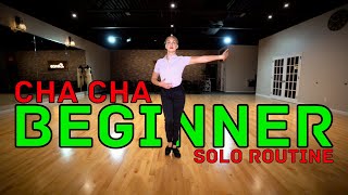 Beginner Cha Cha Solo Practice Routine  Ballroom Dance Tutorial [upl. by Tally]