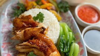 Singapore Roasted Chicken Rice Hainanese Chicken Rice [upl. by Llevad]